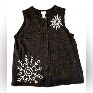 Breckenridge Woman 2X Vintage Sweater Vest - Snowflakes - Sequins - Wool